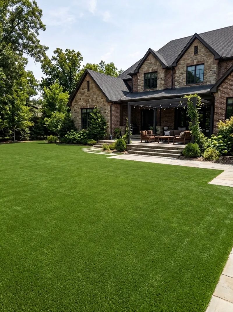 Finished T-Town Turf lawn in a Tulsa backyard after installation