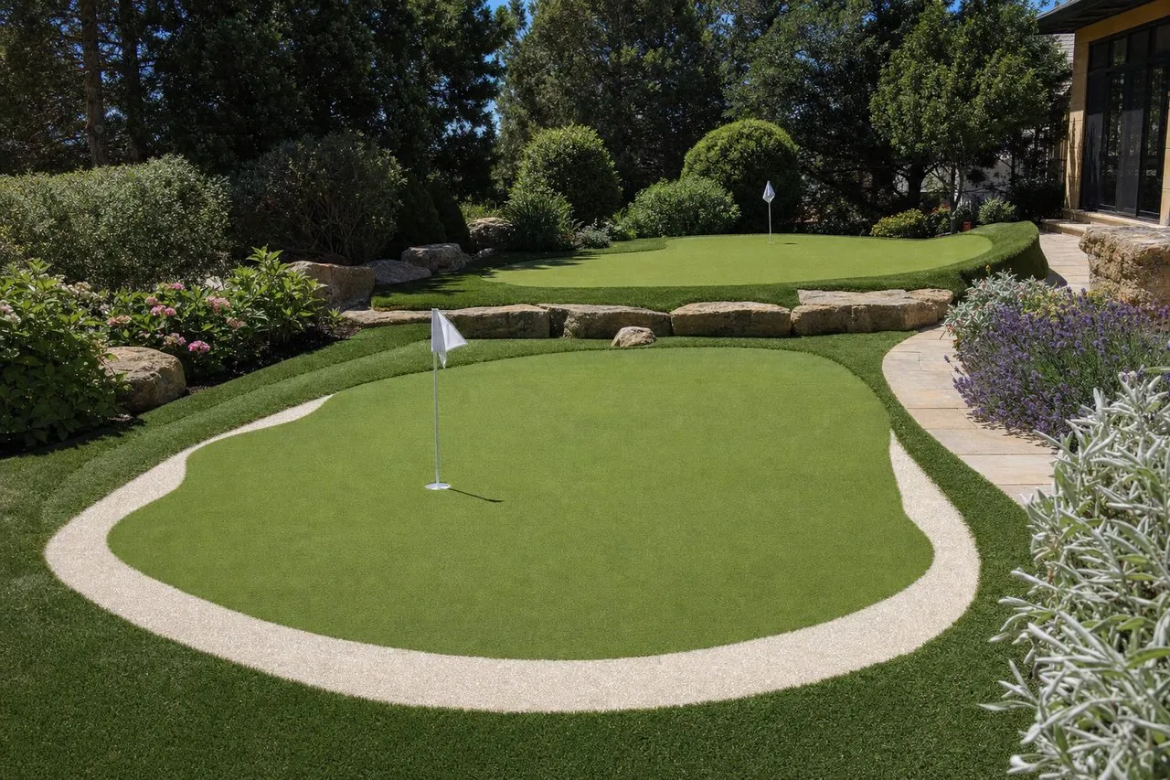 Multi-tier backyard putting green inspiration for Tulsa yards