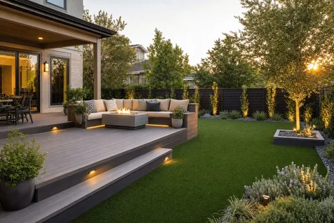 Deck and outdoor living turf connection by T-Town Turf in Tulsa