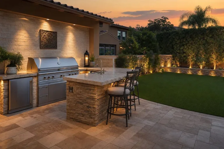 Outdoor kitchen, patio, and turf inspiration for Tulsa backyards